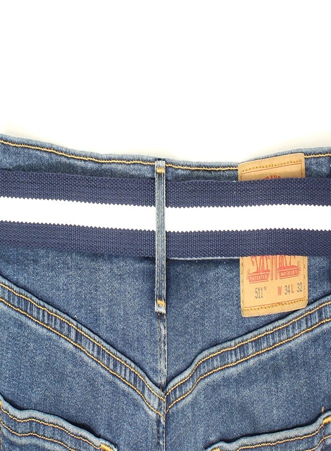 BC Belts Canvas Web Belt D-Ring Buckle 1.25" Wide Metal Tip Mulit-Color (Navy/Cream-M) - Image 5